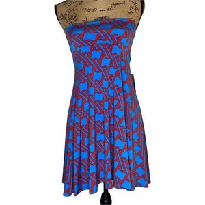 Women's Lularoe Azure Skirt Small A-Line Knee Length Blue Multi Color (3245)